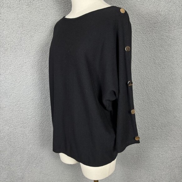 Belldini Women's Black With Gold Buttons Long Sleeve Sweater Top XL NWT's. - Picture 4 of 8